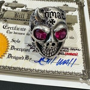 Bill Wall Leather 50/50 Graffiti Master Skull Ring